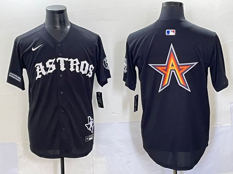 Men 2025 Houston Astros Blank Black Seven generations Joint Name Nike MLB Jersey style 11
